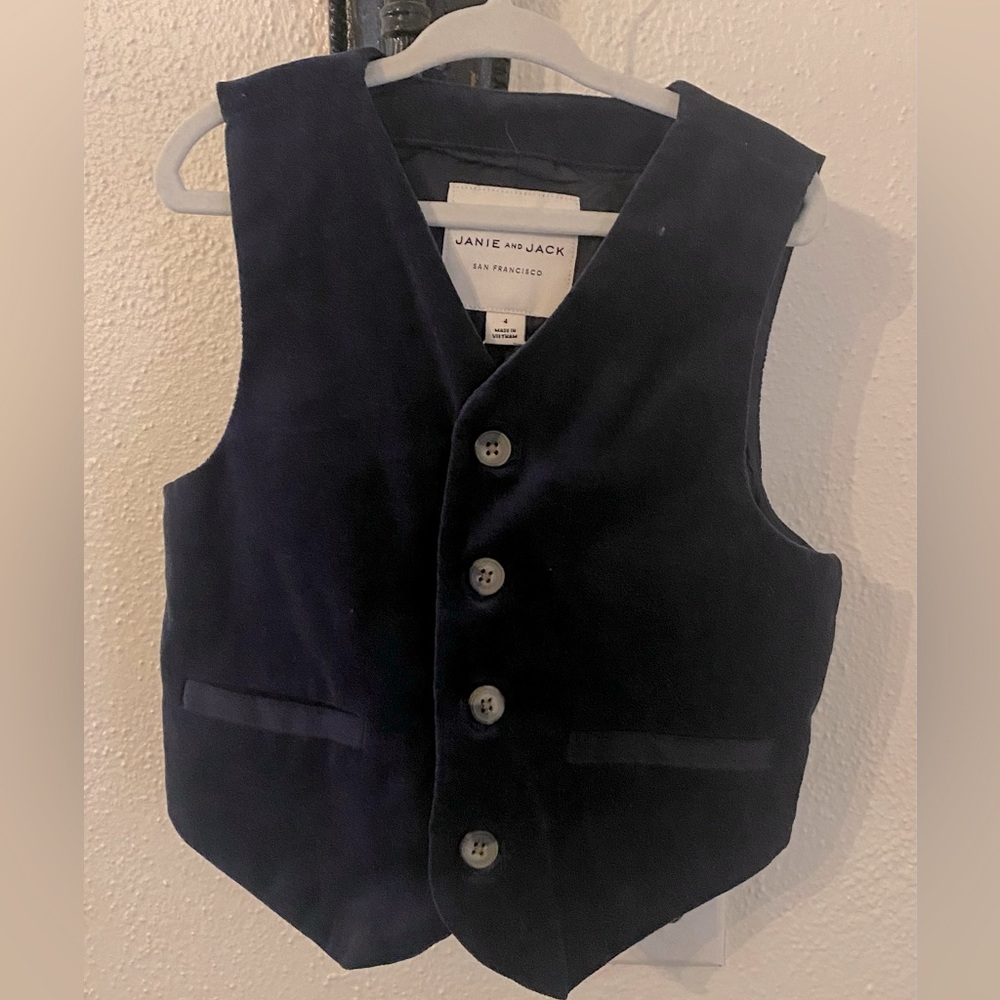 Janie and Jack Toddler boy navy blue velvet vest